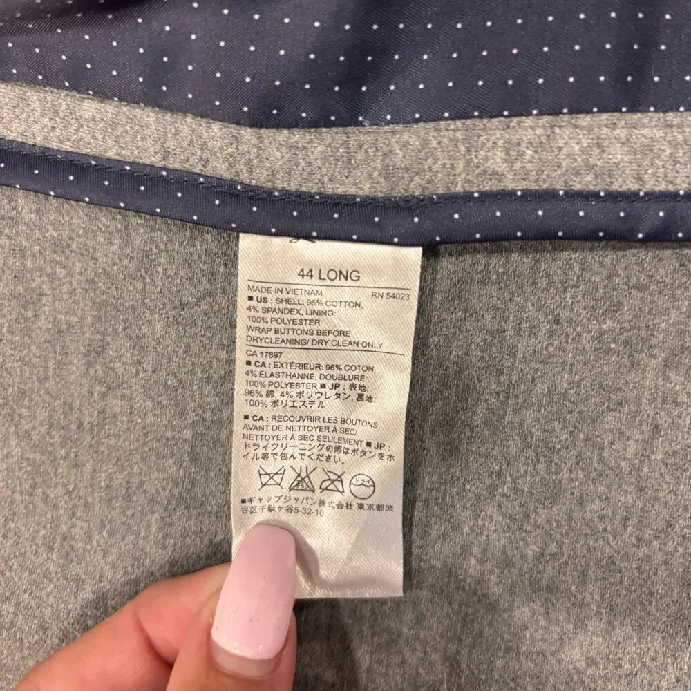 Banana Republic Men's 44L Long Tailored Slim Fit Grey Blazer Sports Coat 146209